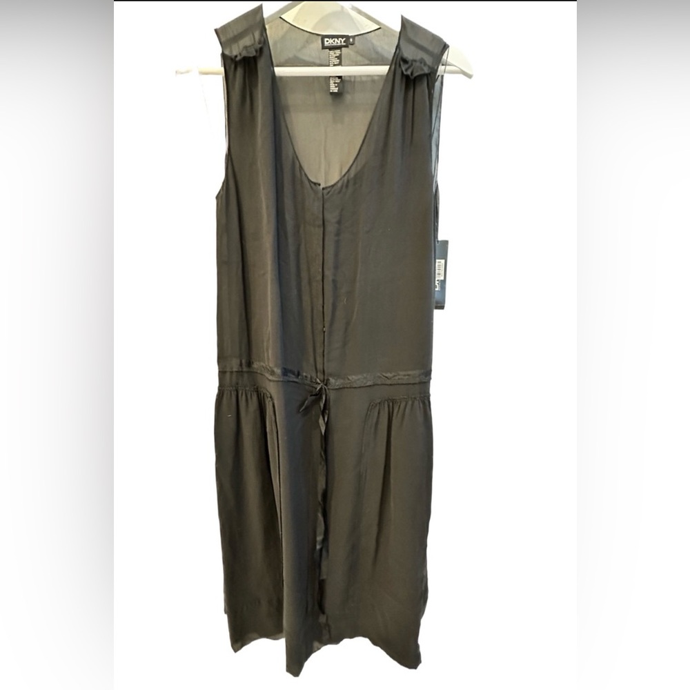 NWT Vintage Donna Karan New York DKNY Black Silk Dress with slip drop waist